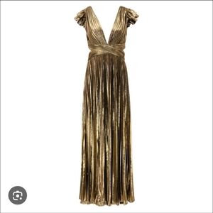 DRESSALISA WOMEN'S GUILD METALLIC GOWN HIGH SLIT SIZE SMALL NWOT